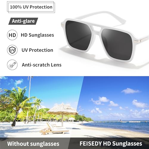 FEISEDY Vintage Square Aviator Sunglasses Women Men Fashion Retro 70s Frame Sun Glasses Shades B01794