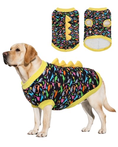 Image of CuteBone Dinosaur Costume Dog Shirt, Stretchy Velvet T-Shirt Clothes for Large Dogs, Soft & Breathable Pet Tee Outfit Pitbull Apparel for Daily Wear, Cozy Pullover Design Big Dog Fashion COSBX01-3XL