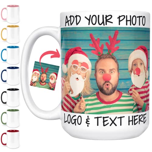 Personalized Large Custom Valentines Day Mug - 8 COLOR | UPLOAD ANY PICTURE, LOGO, TEXT | Custom Coffee Cup - Photo Gifts for Dad, Family Photo Gift