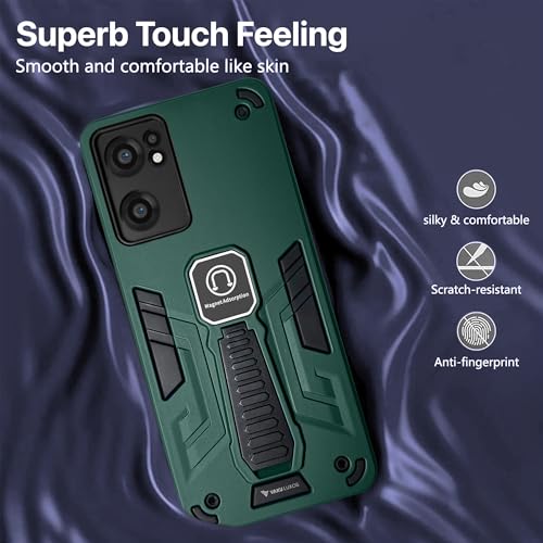 Image of Vaku Luxos Valor Military Grade Back Cover Case for OnePlus Nord CE 2 5G with Built-in Kickstand Magnetic Shockproof Protective Cell Phone TPU Case- Green