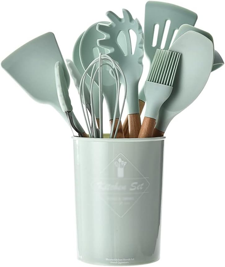 9/10/11/12 Pcs Kitchen Accessories Silicone Cooking Utensils Set Shovel Wooden Handle Cooking Set Kitchen Tools (Size : 12pcs)