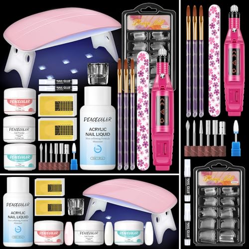 Kit de uñas acrílicas para principiantes con 3 polvos y accesorios miniatura 1