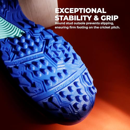 Image of Nivia Yorker 2.0 Cricket Shoes for Men, Synthetic Leather Upper with Velcro Strap, Round Stud PVC Outsole, Die-Cut Soft NR EVA Sockliner