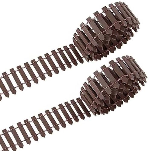 2 Pièces Brun Miniature Clôture en Bois, Mini Clôtures en Bois Accessoires de Décorations Bricolage pour Jardin Féérique,Micro Aménagement Paysager Décor
