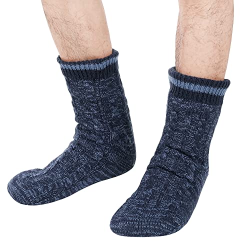 Winter Mens Fluffy Warm Fleece Lining Slipper Socks Sleeping Socks Christmas Socks4