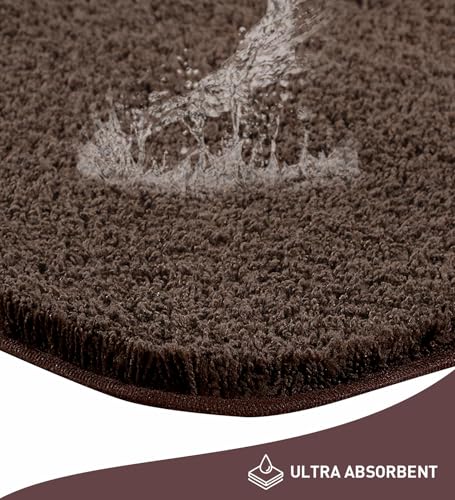 Image of Obsessions Ultra-Absorbent Quick-Dry Bath Mat | 1400 GSM Polyester | Soft, Non-Slip & Fast-Drying Bathroom Rug for Safety & Comfort | 40 x 60 cm | Chocolate