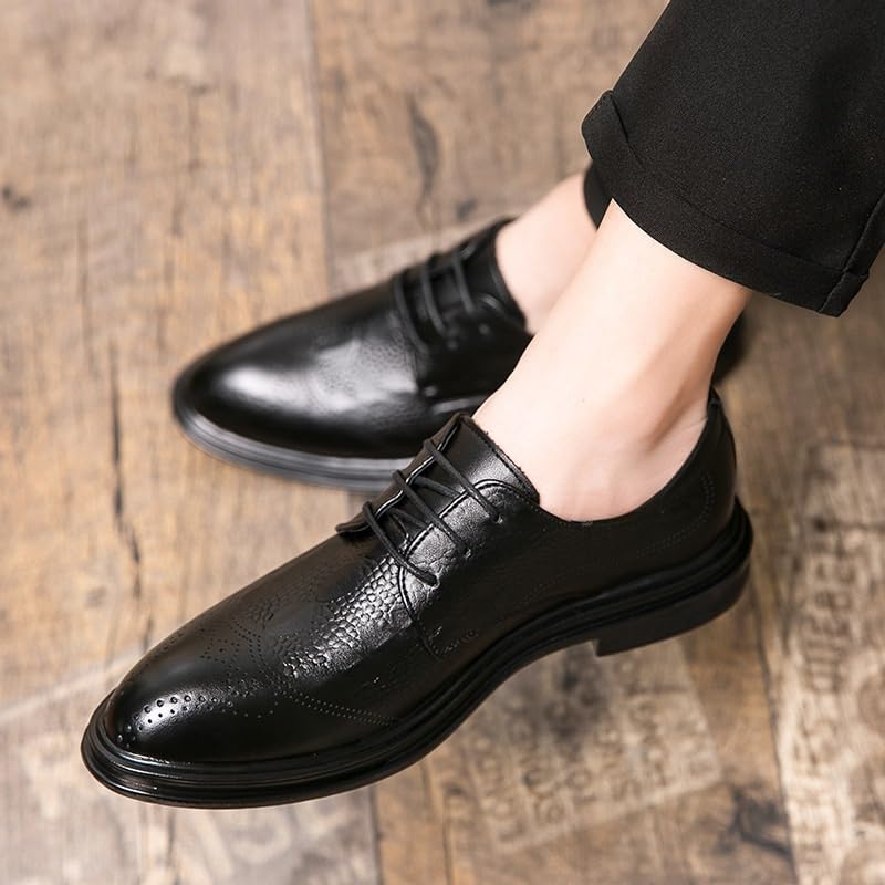 Men's Retro Dress Shoes Men Business Wingtip Lace Up Oxford Shoes Height Increasing Non-Slip Orthopedic Leather Shoes3