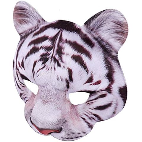 zuoshini Halloween Tiger Mask Eva Half Face Mask Simulation Funny Tiger Mask Large Cat Costume Mask 3D Animal Half Mask Halloween Cosplay Mask Carnival Mask for Party Masquerade Cover