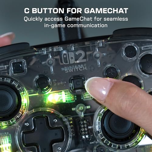 Image of Turtle Beach Afterglow Wired RGB Gaming Controller, Nintendo Switch 2, Lite | Nintendo Switch OLED, Hall-Effect Thumbsticks, 2 Mappable Back Buttons, Adjustable LED Lighting, Audio Jack, Translucent