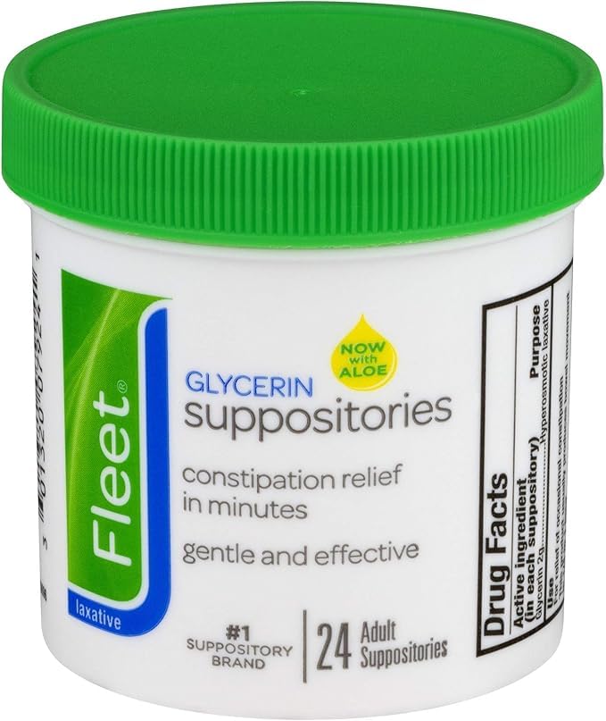 Glycerin Laxative Suppositories, Adult - 24 ea., Pack of 5