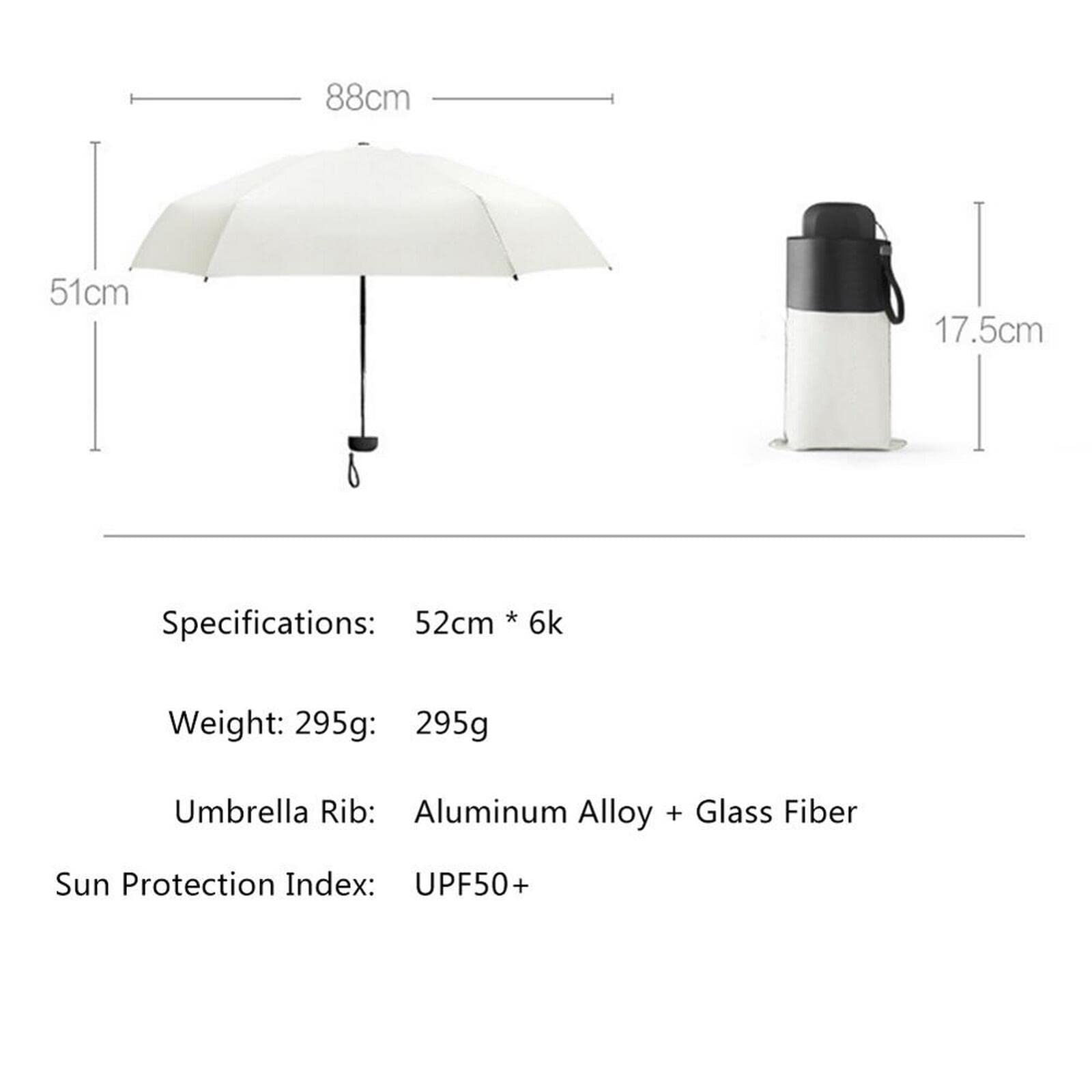 Mini Ombrello Mini Compatto Ombrello da Viaggio per Pioggia con Manico Piatto - Ombrello da Sole Portatile Anti -UV da 6,7 Pollici
