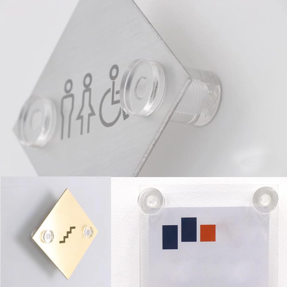 Paquete de 16 separadores de señal de acrílico transparente, tornillos de montaje de señal de 25 x 25 mm, soportes de paneles de publicidad montados en la pared para marcos de imágenes, pósters