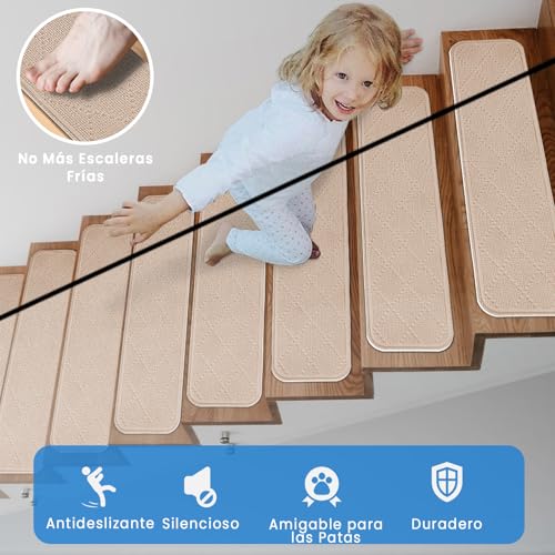 Alfombrillas para escaleras antideslizantes de 15 piezas autoadhesivas 3