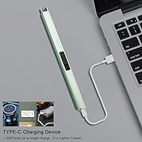 Vista 6 de SUPRUS Encendedor eléctrico de arco, a prueba de viento, sin llama, recargable por USB con bloqueo de seguridad para velas, barbacoa, camping (verde)