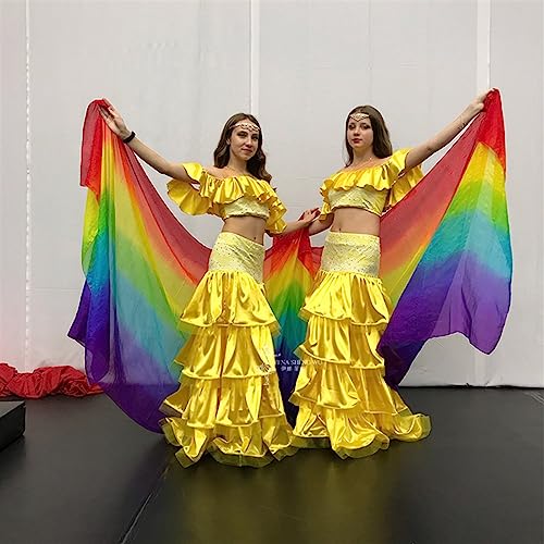 Voiles de soie de danse du ventre dégradé rose de haute qualité 250cm - 7