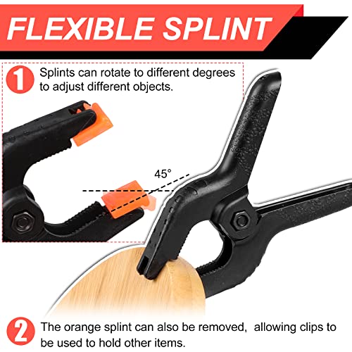 Image of 4 Pack Spring Clamps, 6inch Plastic Clips, Backdrop Clips, Big Clamps Heavy Duty, Spring Clips for Crafts, Backdrop Stand, Woodworking, Photography Studios (Black)
