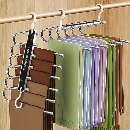 6 En 1 Perchas, Juego de 2 Perchas Pantalones Ahorra Espacio, Per...