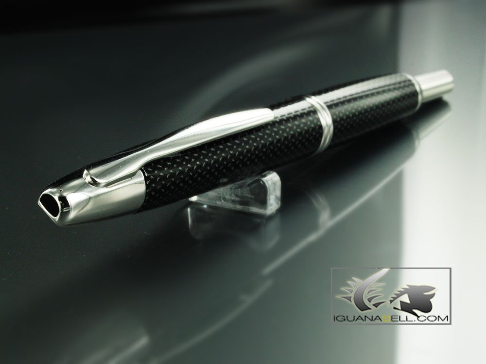 PILOT Vanishing Point Collection Refillable & Retractable Fountain Pen Black Carbonesque Barrel with Rhodium Accents Blue Ink Medium Nib 60246 product thumbnail 4