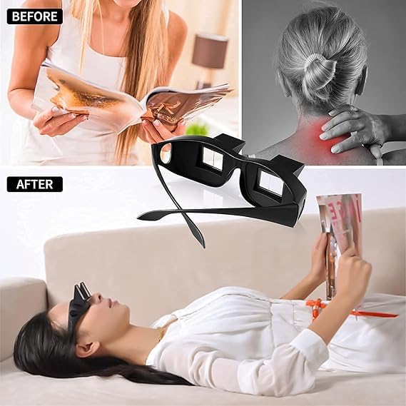Occhiali da lettura, occhiali prismatici, occhiali orizzontali, occhiali per persone con mobilità ridotta, per leggere, guardare la TV o stare sdraiati a letto