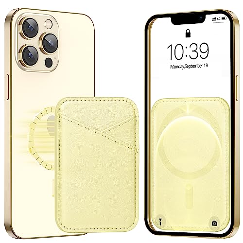 Image of Miroddi for MagSafe Wallet, Strongest Magnetic Card Holder for iPhone 17 /16 /15 /14 /13 /12 Series, Ultra-Thin Leather Magnetic Phone Wallet with 2 Card Slots, RFID Blocking, No More Falling, Lemon Yellow