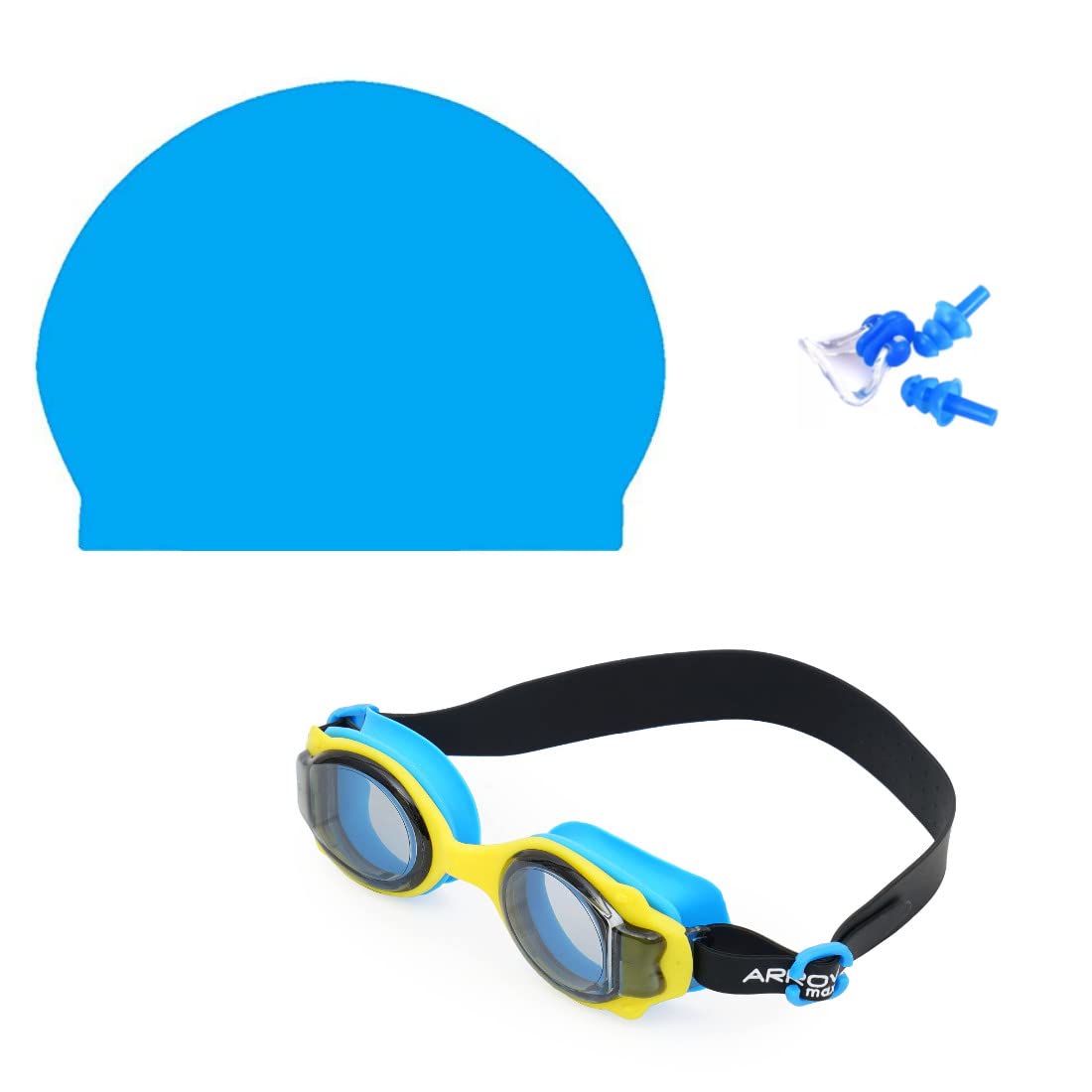 See full amazon price history chart for ArrowMax Swimming Cap Goggle Set for Adults Premium Anti Fog Goggle Wide Lens Big Size with Fabric Pu Swim Cap with Ear Plug and Nose Pin (Blue) ArrowMax Swimming Cap Goggle Set for Adults Premium Anti Fog Goggle Wide Lens Big Size with Fabric Pu Swim Cap with Ear Plug and Nose Pin (Blue) (B0C3VJBJY3) Amazon Price History, Amazon Price Tracker