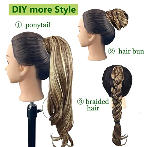 Kediciz Ponytail Extension Curly Wave Hair Flexible Wrap Around Ponytail Diy 32 Inch Adjustable Long Hair Synthetic Ponytails Hairpiece For Women Daily Use Fake Pony Tail Natural Black #TOP4