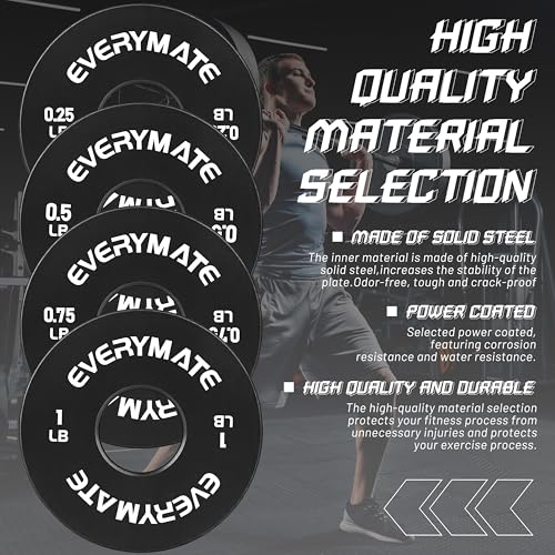 Image of EVERYMATE Fractional Micro Weight Plates Set of 8 Weight Plate Pair of 0.25LB 0.5LB 0.75LB 1 LB for Barbells for Strength Training Micro Plates Weight Plate