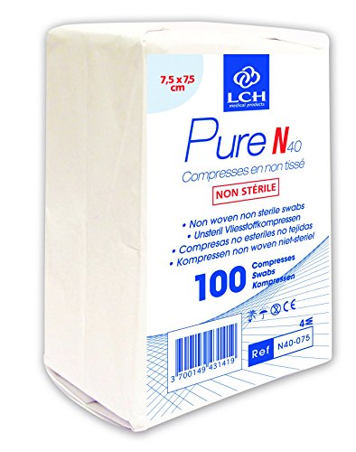 LCH – Compresses Pure N Non Tissé Non Stériles – Douces au Toucher – Ne se Déforment Pas – N’adhérent pas à la Peau – Compatible avec toutes les Solutions Antiseptiques
