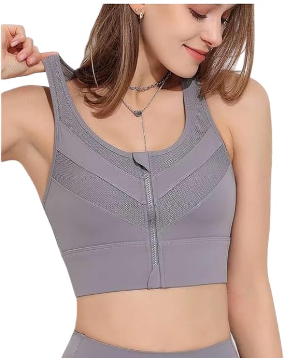 Women's High Impact Front Zipper Sports Bra Racerback Bra for Gym, Yoga & Workout | Hooks for Extra Security| Comfortable Soft Stretch Fabric & Breathable Bra-image-32