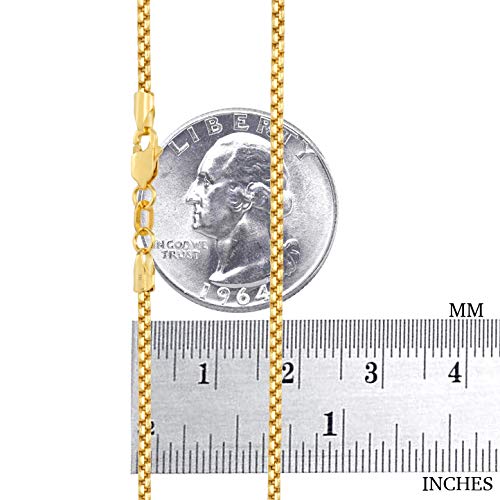 Nuragold 10K Yellow Gold 2Mm Round Box Chain Venetian Link Pendant Necklace, Mens Womens Lobster Clasp 16" 18" 20" 22" 24" 26" 28" 30" #TOP3