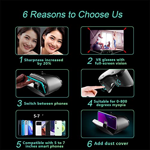 VR Brille Virtual Reality Headset VR Brille Kompatibel mit iPhone & Android Phone 3D VR Gear für 3D Filme & Handy Spiele BD-Objektiv Einstellbare Pupille & Objektiventfernung - Image 4