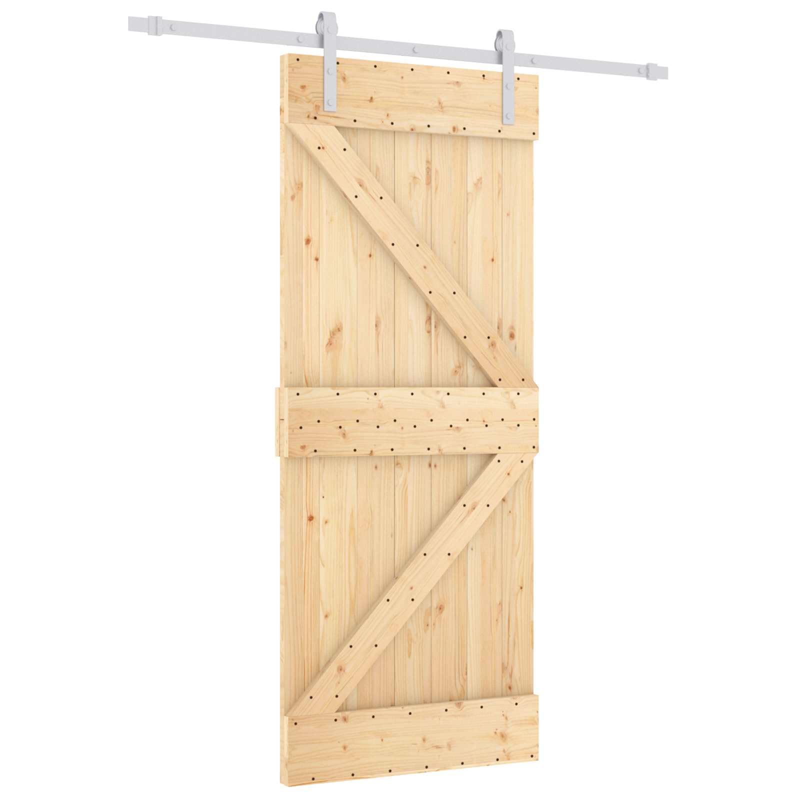 Puerta corredera de 80 x 210 cm de pino con herraje blanco