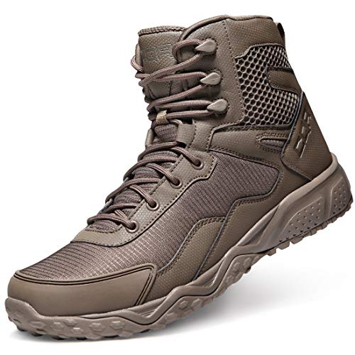 Cqr Men's Military Tactical Boots, Lightweight 6 Inches Combat Boots, Durable Edc Outdoor Work Boots, Side Zip Sienna, 13 #TOP7
