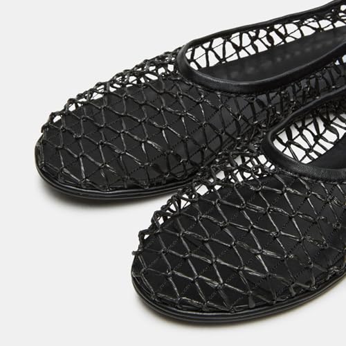 Black Mesh Ballet Flats Shoes for Women Round Toe Mesh Flats Ballerina Shoes Slip On Comfortable Dressy Summer Fishnet Flats Shoes2