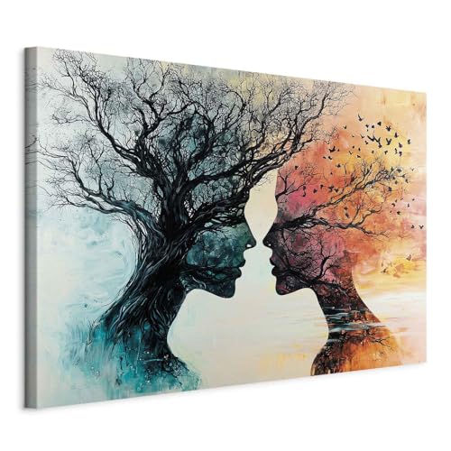 murando - Quadro Fonoassorbente Volti Astratti Alberi 120x80 cm 1 Pezzo - Canvas - Quadri Acustici Grandi - Pannelli Fonoassorbenti Decorativi - Decorazione da Parete Soggiorno a-H-10169-b-a