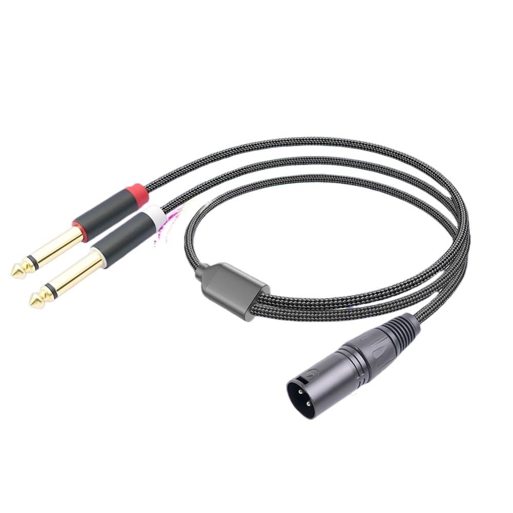 1/2/3M podwójny 1/4 cala na XLR męski rozdzielacz Y męski XLR na podwójny 6,35 mm mono wtyczka mikrofon konwerter audio adapter (2 m)