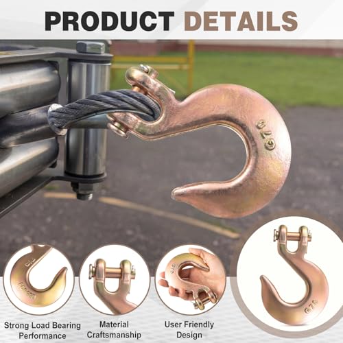 Image of 4 Pack Clevis Slip Hooks Heavy Duty Clevis Grab Chain Hooks Grade 70 Steel for Tie Down Chain, Trailers, and Load Binding Applications, 11, 300 Lbs Working Load Limit(3 /8 inch)