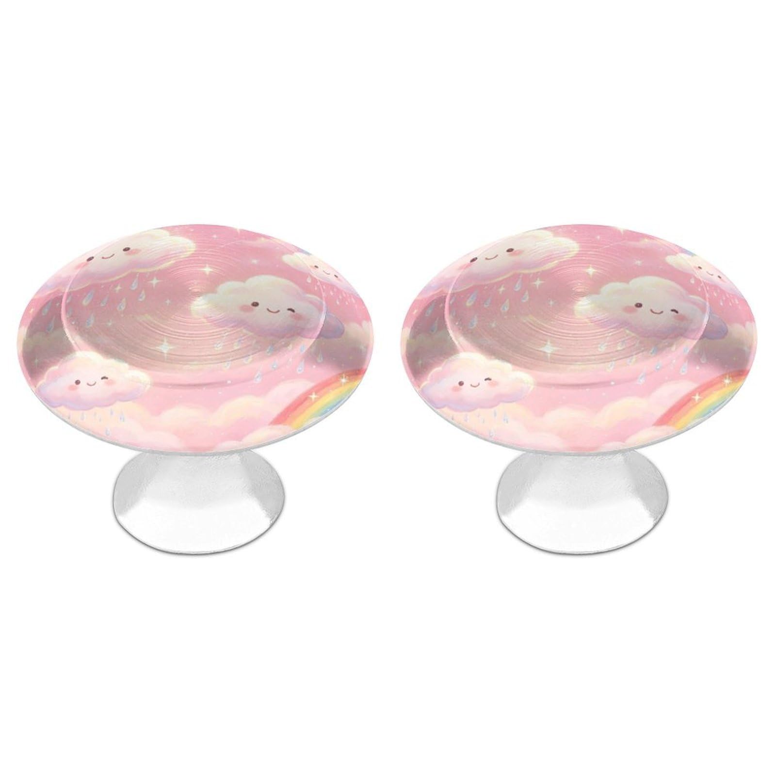 Btcowzrv Style Happy Clouds Rainbow 2 Pack Cabinet Knobs Drawer Pulls