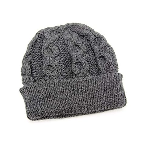 Aran Crafts One Size Irish Cable Knitted Wool Honeycomb Hat (100% Merino Wool) (HCH-CHAR) Charcoal Cover