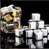 Wenrescry 8 stück 304 Edelstahl Eiswürfel Wiederverwendbar - Schnellgefrierende Eiswürfel mit Silikon-Eiszange - Wiederverwendbare Eiswürfel für Getränke, Cocktails und mehr