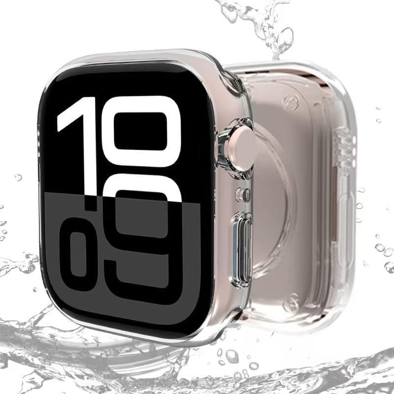 Generic case Compatible with Series 10/11 42MM Watch (Color : Clear) Full Glass Screen Protector Front Hard Cover Case