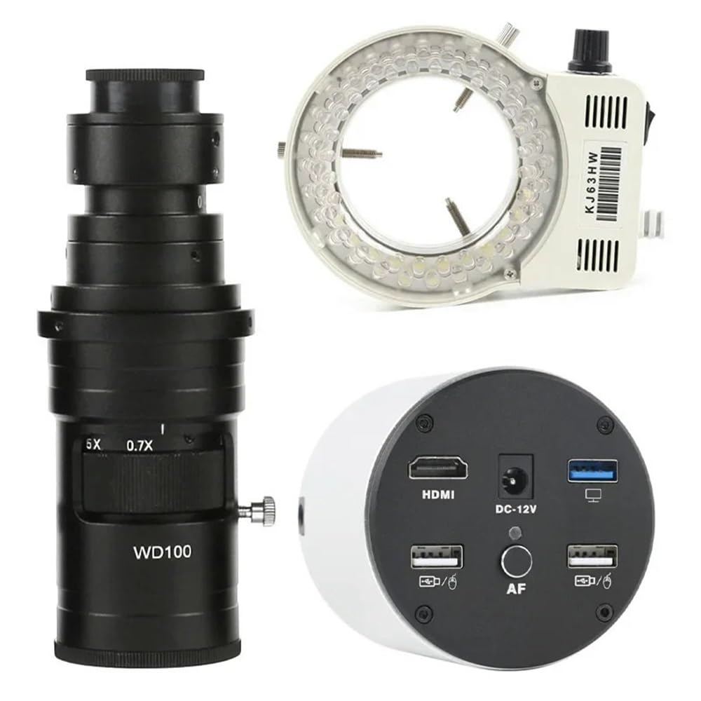Mikroskop-Zubehör-Set, 4K 1080P Autofokus, HDMI, USB, UHD, digitale Videomikroskopkamera, IMX334, 1/1,8 Zoll CMOS-Sensor, Messhilfen mit 200-facher Objektivvergrößerung, Lichtmikroskop-Objektträger