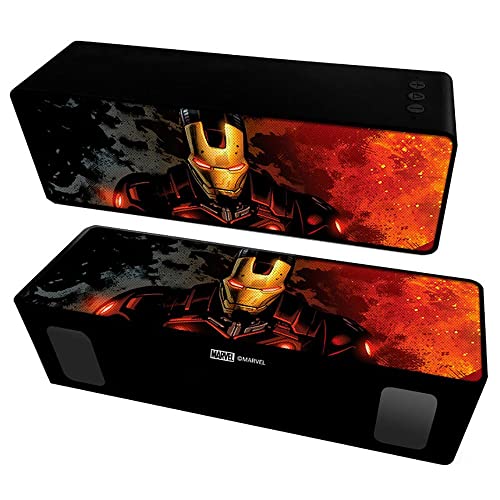 ERT GROUP Marvel Iron Man 10W Portable Bluetooth Speaker, Rechargeable Battery, USB Flash and Micro SD Card Slot, Suitable for Phones, Tablets, Laptops and More