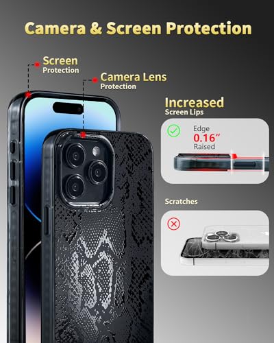Coque iPhone 14 Pro Max MagSafe SCORPIFY imprimé serpent noir mat antichoc - 7