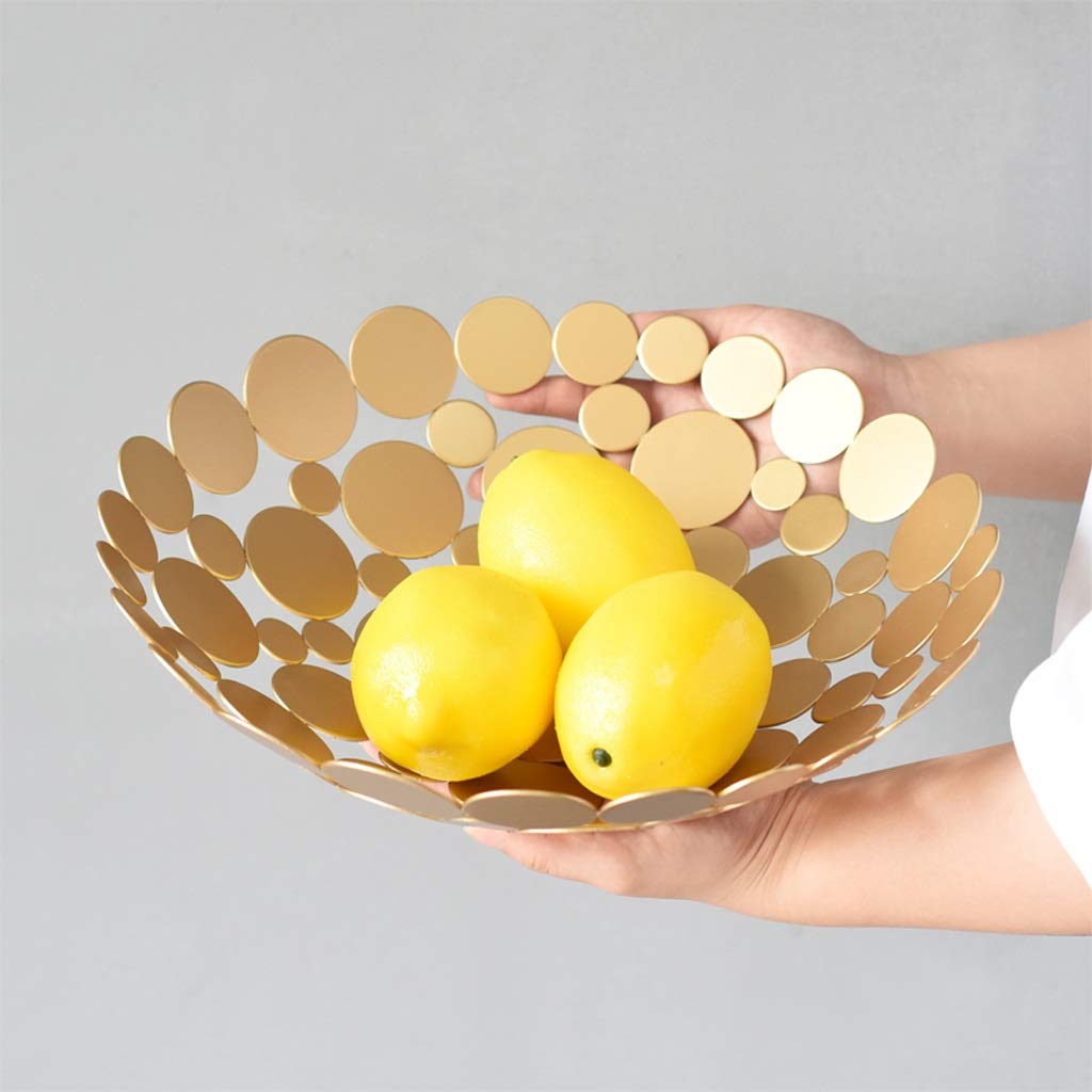 Cesto di Frutta, Ciotola di Frutta per il Bancone da Cucina, con Design Cavo Ferro Alto per Piedi Marblel Decorativo Pratico Processo di Verniciatura per Cottura, per Contenere Verdure, Pane,(Oro l