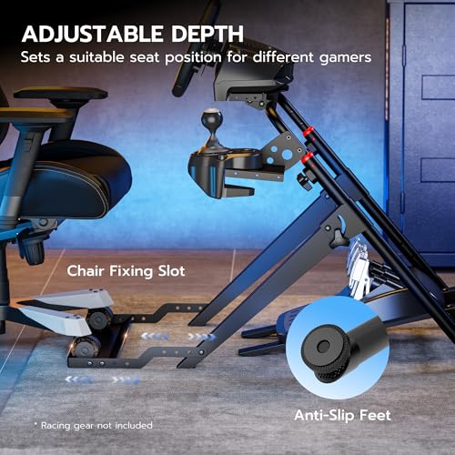 Image of ARES WING Foldable Sim Racing Wheel Stand with Chair Fixing | Formula and GT Racing Simulator Cockpit Compatible with Fanatec, Thrustmaster, Logitech, Moza, Simagic, Gaming Equipment