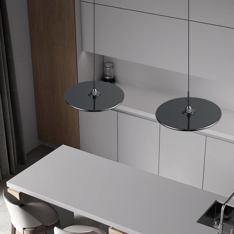Pendre moderne simple noir avec lampe à hauteur réglable LED pour salle à manger - 3