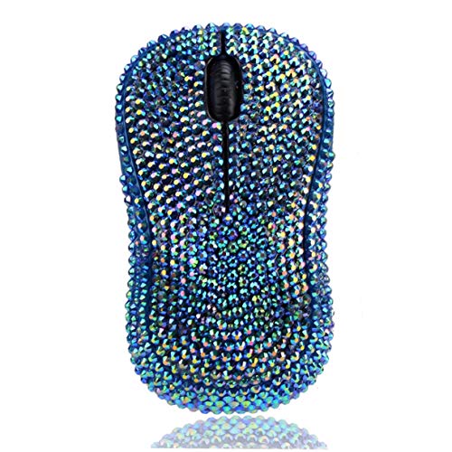 SA@ Brand Luxury Bling Dazzle Jeweled Rhinestone Crystal Wireless Mouse for Computers and Laptops Office (M185 Blue)