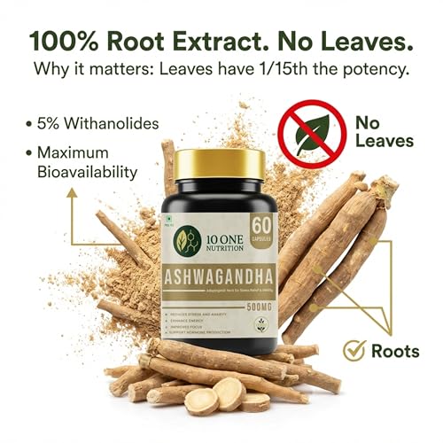 Image of Ashwagandha Gold 500mg - (180 Capsule) | Natural Stress Relief, Improves Strength & Energy | Supports Muscle Mass, Boost Immunity & General Wellness | Ayush Approved | For Men & Women