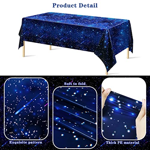 Durony DY0421 2 Packs Space Tablecloth Plastic Starry Night Tablecloth Rectangular Galaxy Party Table Cover Space Stars Theme Party Table Covers thumb #2